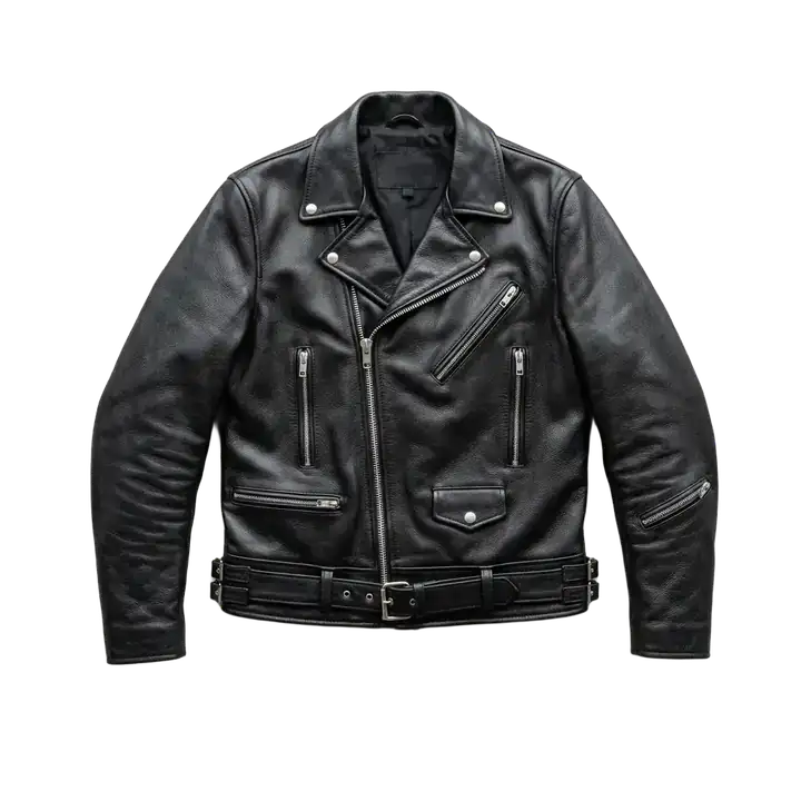Flat lay vintage jacket isolated from hardwood floor background background removed 1