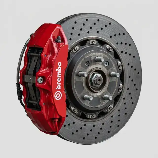 Complex brake caliper isolated on pure white background for B2B catalog original 3