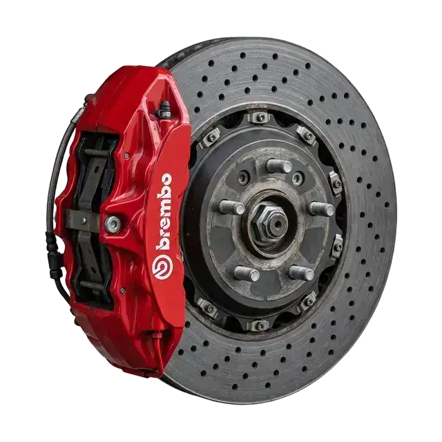 Complex brake caliper isolated on pure white background for B2B catalog background removed 3