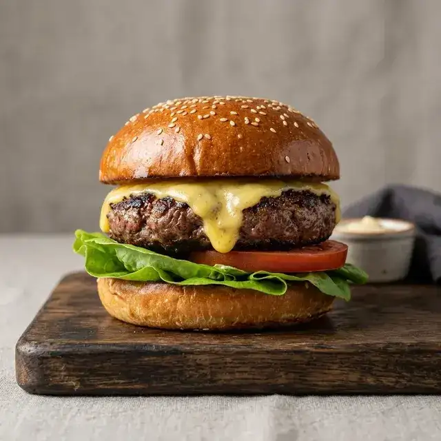 Delicious burger photo cutout with transparent background for restaurant menu original 1